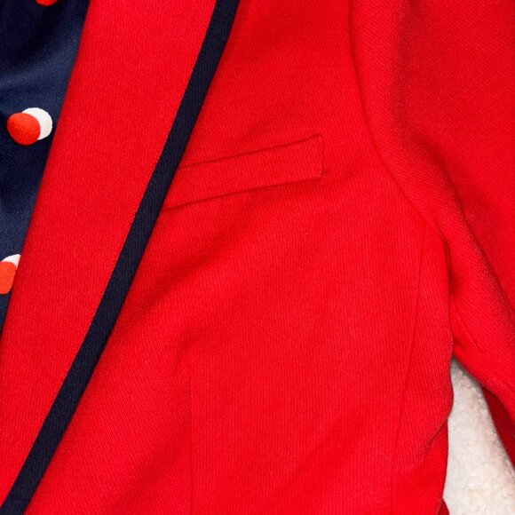 Boden Womens Red Blazer Jacket With Navy Trim Single Button Size 8R - Picture 7 of 16
